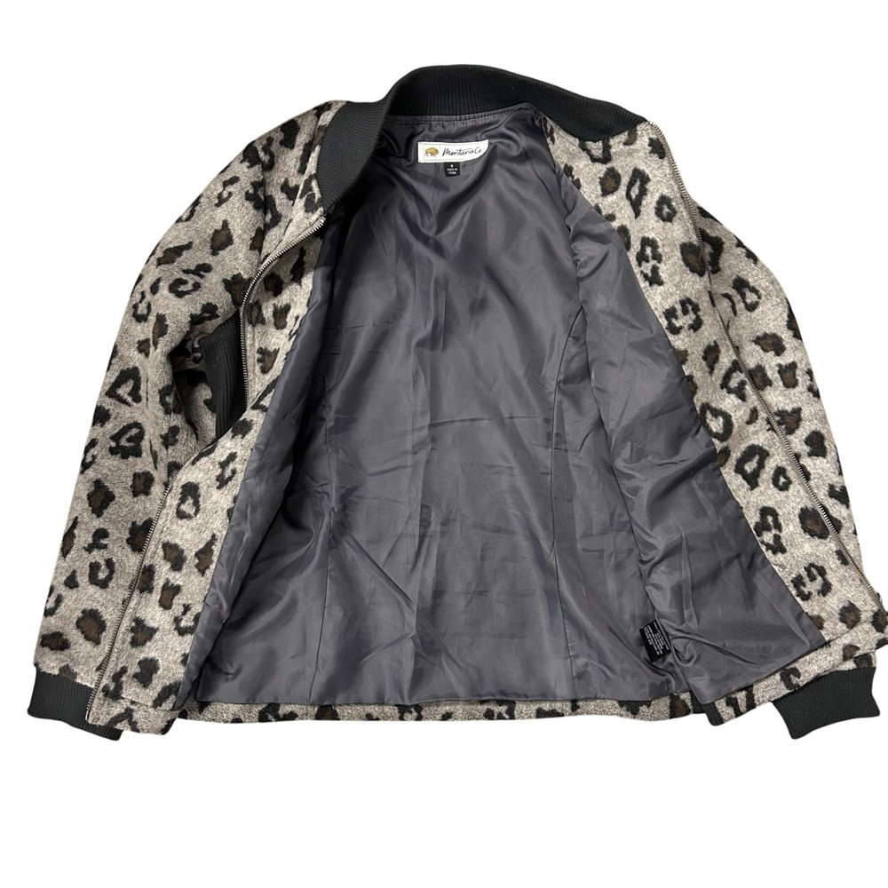 Montana Co Womens Small Leopard Print Full Zip Jacket Lined Gray Black Brown EUC - Picture 3 of 7